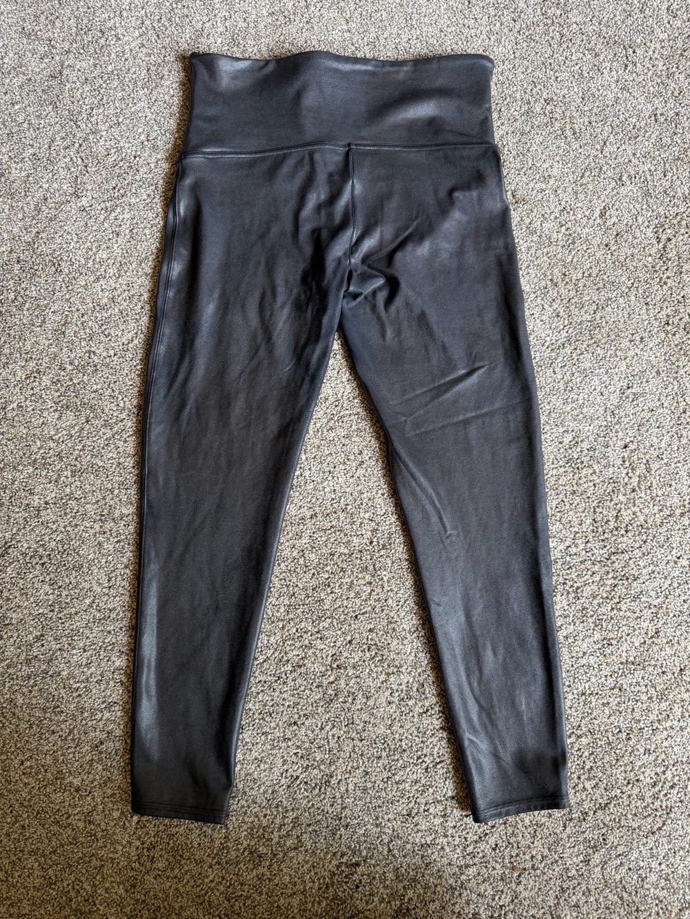 SPANX Black Metallic Shaping Waist Smooth Fit Faux Leather Legging High-Rise 1X - Picture 4 of 10